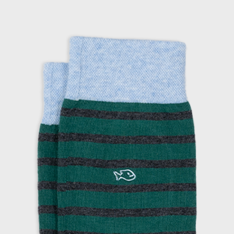 Röndóttir sokkar - dökkgrænir