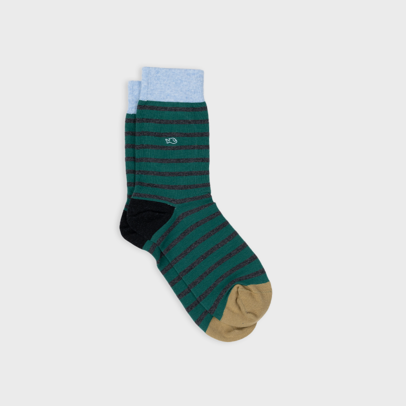 Röndóttir sokkar - dökkgrænir